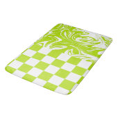 Cheques en Swirls in Lime Groen en Wit Badmat (Gekanteld)