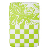 Cheques en Swirls in Lime Groen en Wit Badmat (Voorkant Verticaal)