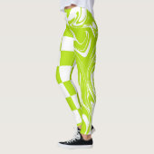 Cheques en Swirls in Lime Groen en Wit Leggings (Links)