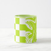 Cheques en Swirls in Lime Groen en Wit Mok (Midden)