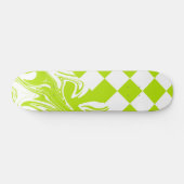 Cheques en Swirls in Lime Groen en Wit Persoonlijk Skateboard (Horizontaal)