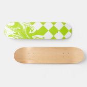 Cheques en Swirls in Lime Groen en Wit Persoonlijk Skateboard (Horizontaal)