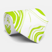 Cheques en Swirls in Lime Groen en Wit Stropdas (Opgerold)