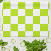 Cheques en Swirls in Lime Groen en Wit Theedoek (Gevouwen)