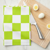 Cheques en Swirls in Lime Groen en Wit Theedoek (Quarter Fold)
