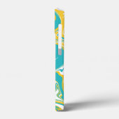 Cheques en Swirls in Turquoise, Geel en Wit Case-Mate iPhone Case (Achterkant / Links)