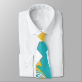Cheques en Swirls in Turquoise, Geel en Wit Stropdas (Gebonden)