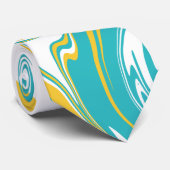 Cheques en Swirls in Turquoise, Geel en Wit Stropdas (Opgerold)