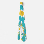 Cheques en Swirls in Turquoise, Geel en Wit Stropdas (Achterkant)