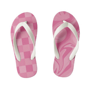 Cheques en Swirls - Roze Kinder Teenslippers