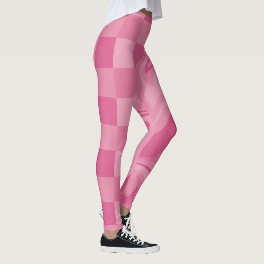 Cheques en Swirls - Roze Leggings (Rechts)
