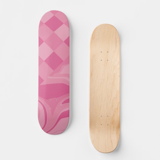 Cheques en Swirls - Roze Persoonlijk Skateboard (Voorkant)