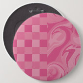 Cheques en Swirls - Roze Ronde Button 6,0 Cm (Voorkant /achterkant)