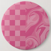 Cheques en Swirls - Roze Ronde Button 6,0 Cm (Voorkant)