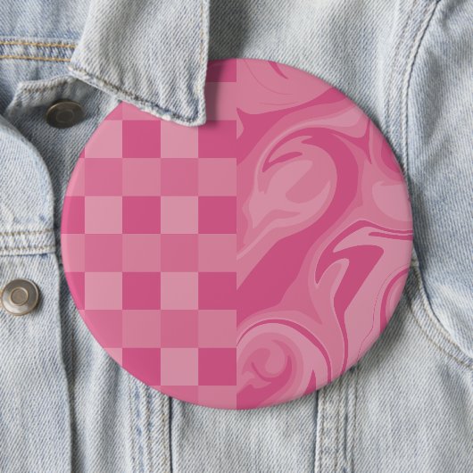 Cheques en Swirls - Roze Ronde Button 6,0 Cm (In situ)