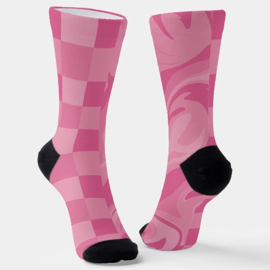 Cheques en Swirls - Roze Sokken (Gebogen)