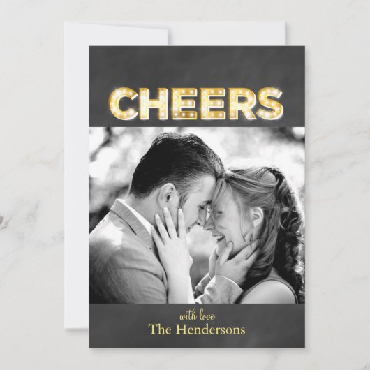 Cheques op Chalkboard Holiday Photo Card Label Sha Feestdagenkaart (Voorkant)