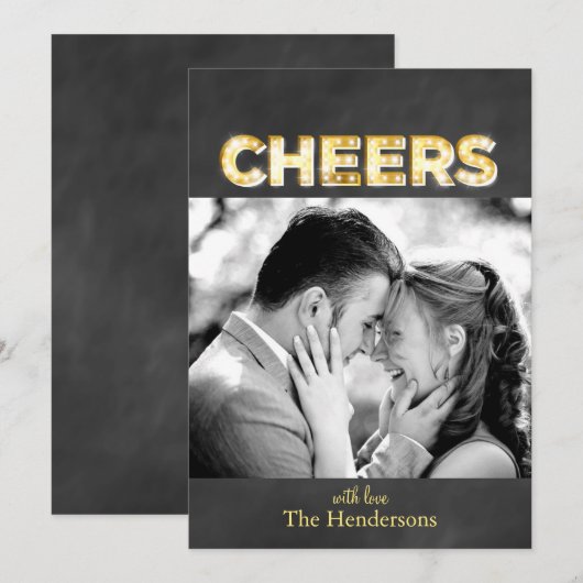 Cheques op Chalkboard Holiday Photo Card Label Sha Feestdagenkaart (Voorkant / Achterkant)