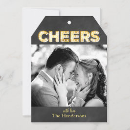Cheques op Chalkboard Holiday Photo Card Label Sha Feestdagenkaart