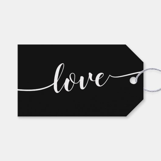 Cheques Simple Black Love Cadeaulabel (Voorkant (Horizontaal))