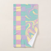Cheques & Swirls Pastel Roze, Geel, Paars en groen Bad Handdoek (Handdoek)