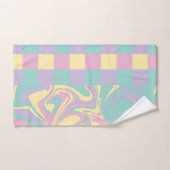 Cheques & Swirls Pastel Roze, Geel, Paars en groen Bad Handdoek (Handdoek)