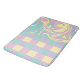Cheques & Swirls Pastel Roze, Geel, Paars en groen Badmat (Gekanteld)