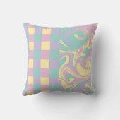 Cheques & Swirls Pastel Roze, Geel, Paars en groen Kussen (Achterkant)