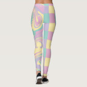 Cheques & Swirls Pastel Roze, Geel, Paars en groen Leggings (Achterkant)