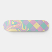 Cheques & Swirls Pastel Roze, Geel, Paars en groen Persoonlijk Skateboard (Horizontaal)