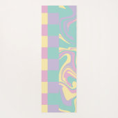 Cheques & Swirls Pastel Roze, Geel, Paars en groen Yogamat (Achterkant)