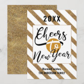 Cheques to new Year Elegant Script Festive Gold Feestdagenkaart (Voorkant / Achterkant)