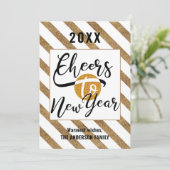 Cheques to new Year Elegant Script Festive Gold Feestdagenkaart (Staand voorkant)