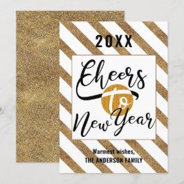 Cheques to new Year Elegant Script Festive Gold Feestdagenkaart