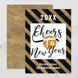 Cheques to new Year Elegant Script Festive Gold Feestdagenkaart