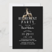 Cheques to Retirement Champagne Toast Elegant Blac Kaart (Voorkant)