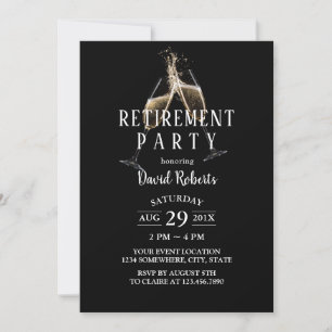 Cheques to Retirement Champagne Toast Elegant Blac Kaart