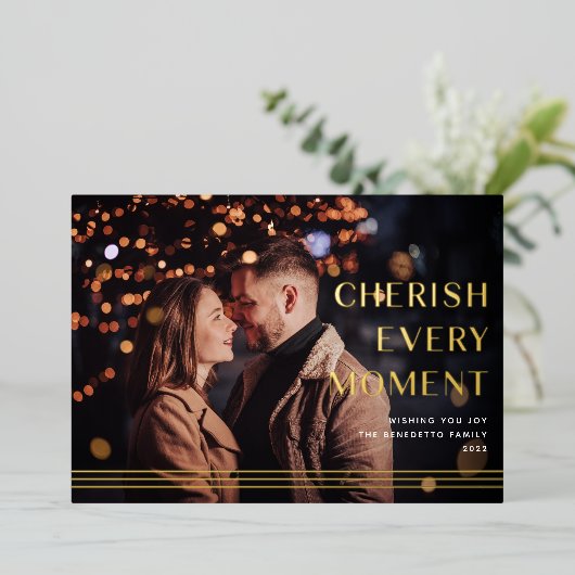 Cheralized Moment | Foto Folie Feestdagenkaart (Staand Voorkant)