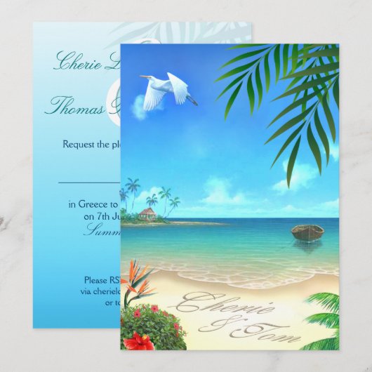 Cherie & Tom Exotic Beach: op maat: Kaart (Voorkant / Achterkant)