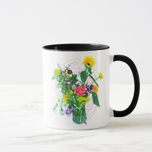 Cherie's Blooms! Zwarte 11 oz Combo Mok (Rechts)