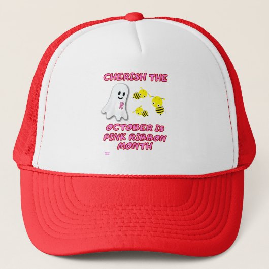 "CHERISCH THE BOO BEES" grappig roze lint Trucker Pet (Voorkant)