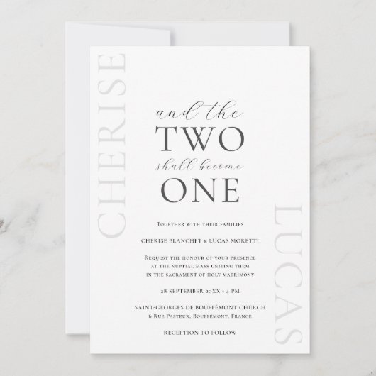 Cherise Elegant Simple katholieke Wedding Invitati Kaart (Voorkant)