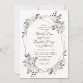  Cherish Bloemen Roos Goud Geometrisch Bruiloft Kaart (Voorkant)