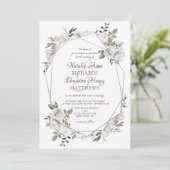  Cherish Bloemen Roos Goud Geometrisch Bruiloft Kaart (Staand voorkant)