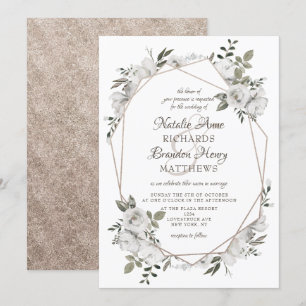 Cherish Bloemen Roos Goud Geometrisch Bruiloft Kaart