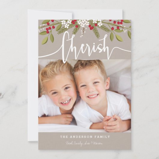 Cherish Christmas Holiday Twee-fotokaart Feestdagenkaart (Voorkant)