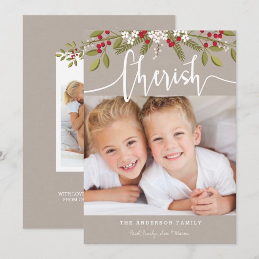 Cherish Christmas Holiday Twee-fotokaart Feestdagenkaart (Voorkant / Achterkant)