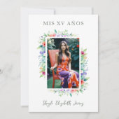 Cherish Cute Floral Frame Quinceañera Photo Kaart (Voorkant)