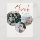 Cherish each Moment Photo Red Ivory Feestdagenkaart (Voorkant)