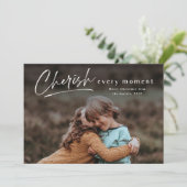 Cherish each Moment Script Photo Merry Kerstmis Kaart (Staand voorkant)